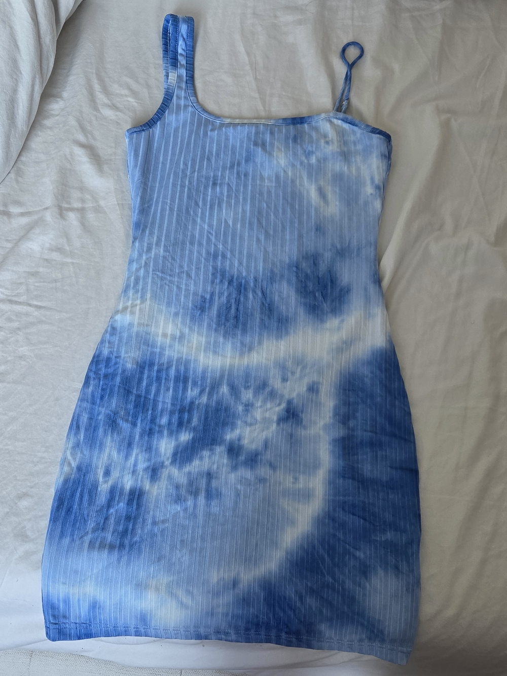 superdown Blue Tie-Dye One-Shoulder Bodycon Dress